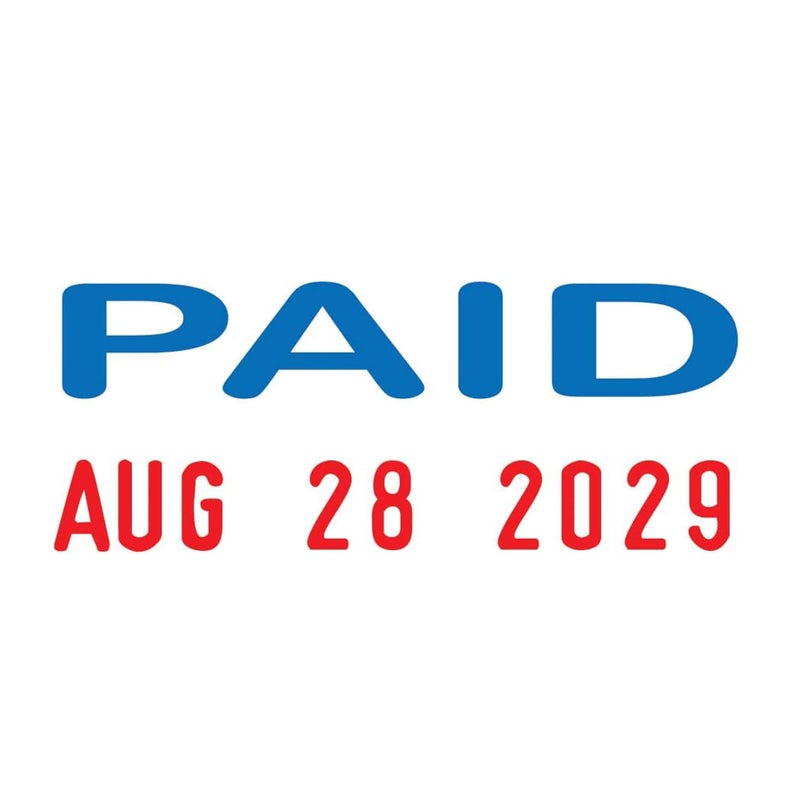 Trodat Printy 4850 Date Stamp - Pocket Sized Self-Inking Stamp with Paid Message - Blue and Red Ink, 3/4"" x 1"" - Image 2